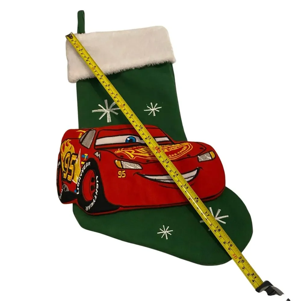Disney Pixar Cars 3 Lightning McQueen 3D Christmas Stocking Green RUZ Holiday